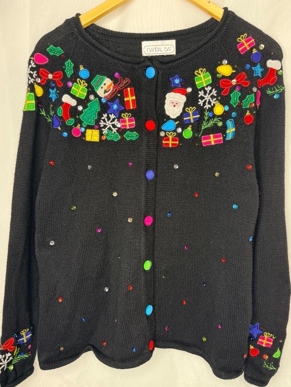 Vintage 90s Mandal Bay Christmas Cardigan Sweater
